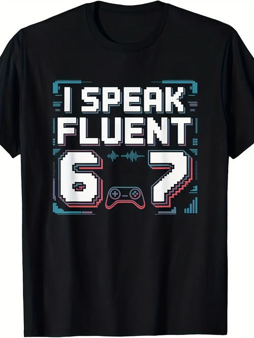 Men's Graphic T-Shirt I Speak Fluent Retro Pixel Numbers With Gamepad Graphic