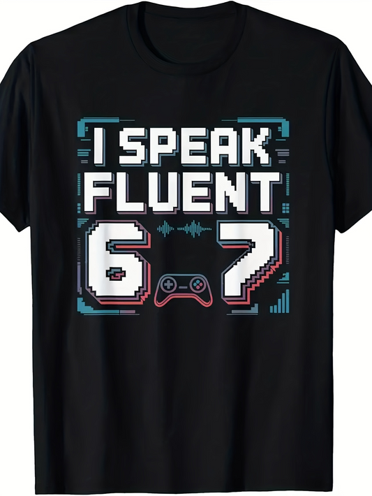 Men's Graphic T-Shirt I Speak Fluent Retro Pixel Numbers With Gamepad Graphic