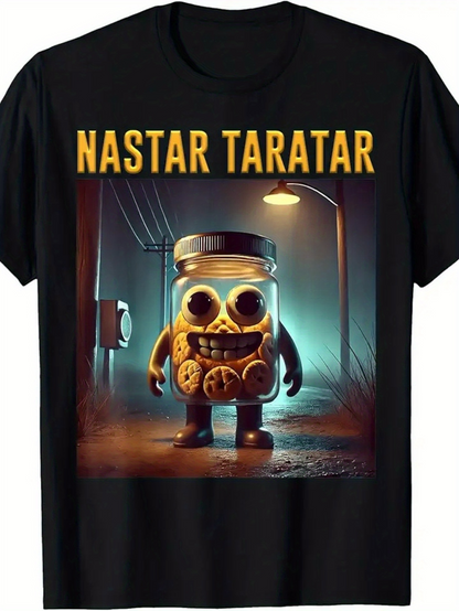 Men's Graphic T-Shirt Nastar Taratar Glowing Streetlamp Night Scene With Cookie Jar Robot