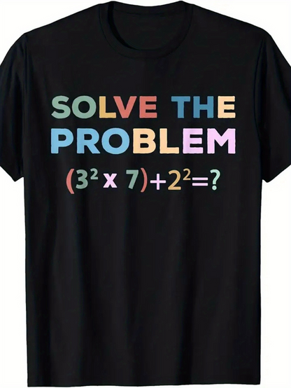 Men's Graphic T-Shirt Solve The Problem Colorful Letters With Math Equation On T Shirt