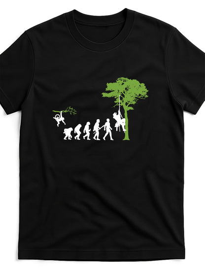 Men's Graphic T-Shirt Evolution Journey Under Green Tree Swinging With Apes And Humans