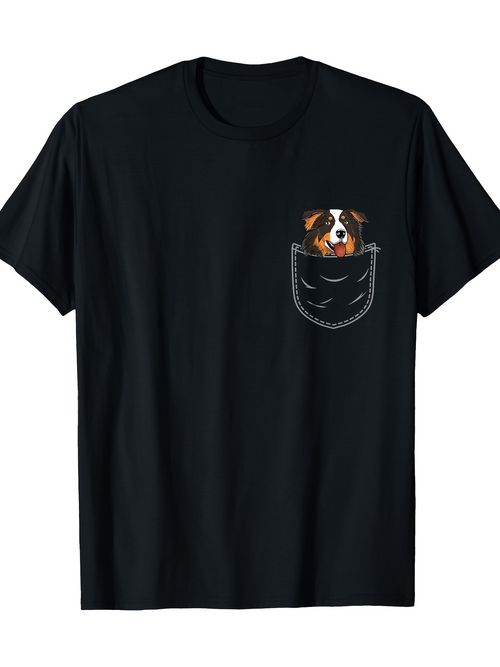 Men's Graphic T-Shirt Playful Brown And White Puppy Peeking Out From A Small Pocket Dog