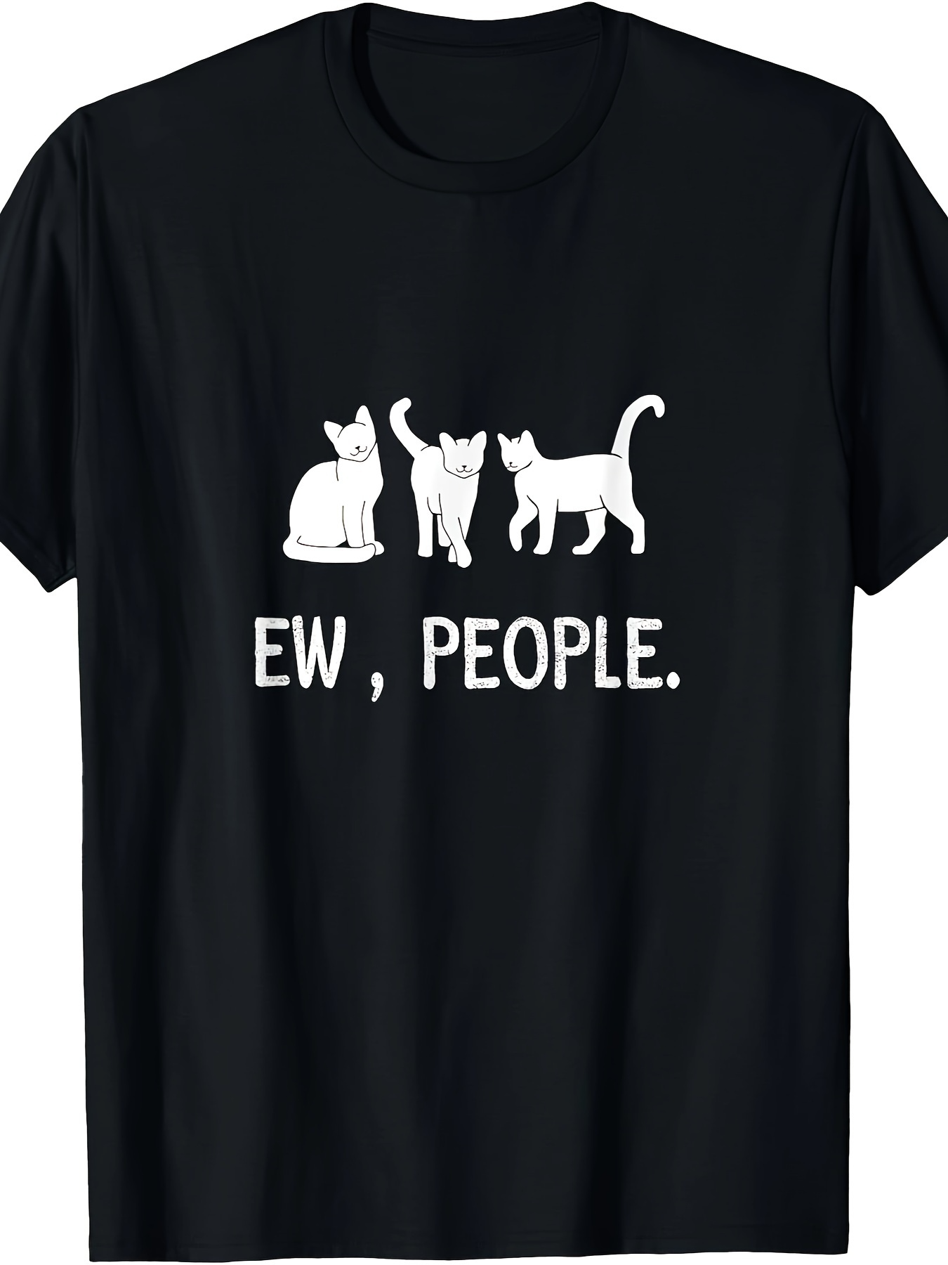 Men's Graphic T-Shirt Ew People Three Playful Cats With Expressive White Fur