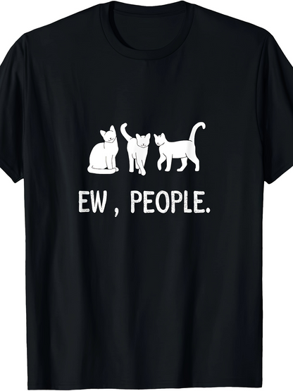 Men's Graphic T-Shirt Ew People Three Playful Cats With Expressive White Fur
