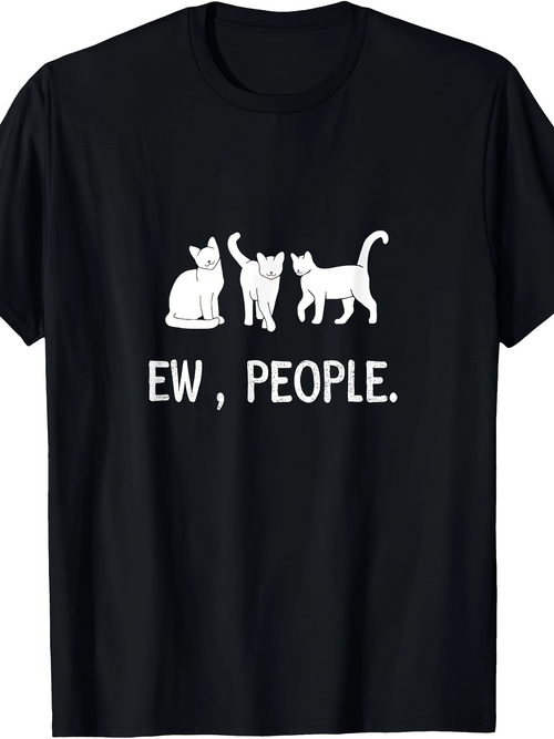 Men's Graphic T-Shirt Ew People Three Playful Cats With Expressive White Fur