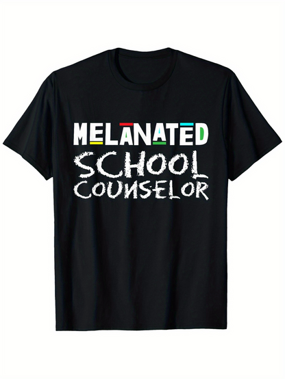 Men's Graphic T-Shirt Melanated School Counselor Bold Chalk Like Lettering Text Shirt