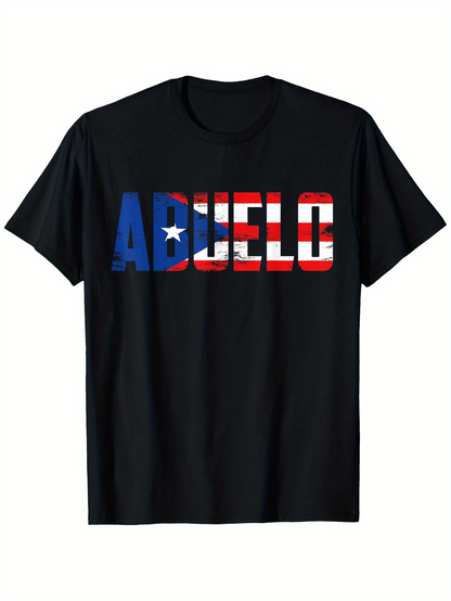Men's Graphic T-Shirt Bold Lettering With Puerto Rican Flag Colors Graphic Abuelo