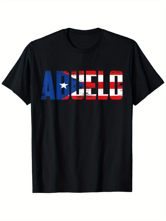 Men's Graphic T-Shirt Bold Lettering With Puerto Rican Flag Colors Graphic Abuelo