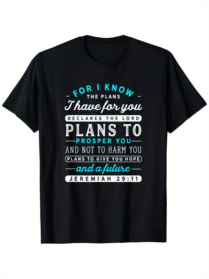 Men's Graphic T-Shirt For I Know The Plans For You Typography Inspirational Bible Quote T Shirt