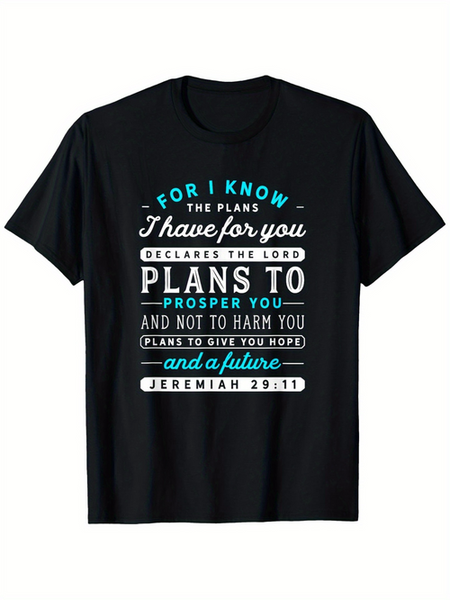 Men's Graphic T-Shirt For I Know The Plans For You Typography Inspirational Bible Quote T Shirt