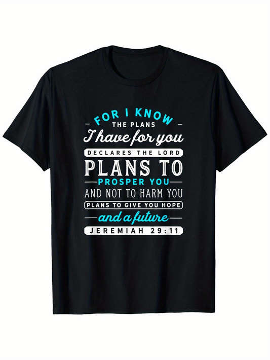 Men's Graphic T-Shirt For I Know The Plans For You Typography Inspirational Bible Quote T Shirt