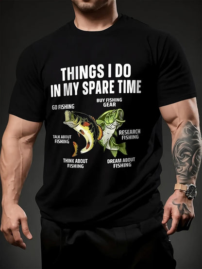 Men's Graphic T-Shirt Things I Do In My Spare Time With Colorful Largemouth Bass And Fishing Gear