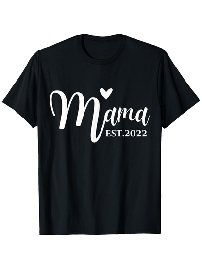 Men's Graphic T-Shirt Mama Est2022 Bold White Lettering With Heart Graphic Cotton T Shirt