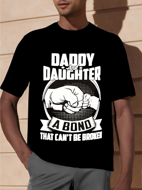 Men's Graphic T-Shirt Daddy And Daughter A Strong Bond With Fist Bump Under Black Shirt
