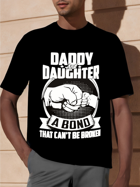 Men's Graphic T-Shirt Daddy And Daughter A Strong Bond With Fist Bump Under Black Shirt