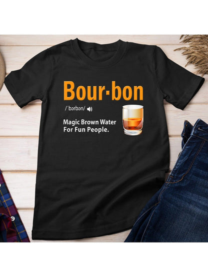 Men's Graphic T-Shirt Bourbon Magic Brown Water For Fun People With Whiskey Glass