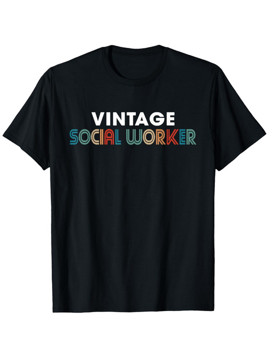 Men's Graphic T-Shirt Vintage Colorful Classic Text Design With Retro Lettering Social Worker