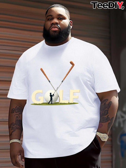 Men's Graphic T-Shirt Golden Letters With Golf Clubs And Silhouette Golfer Under Sunlight Golf