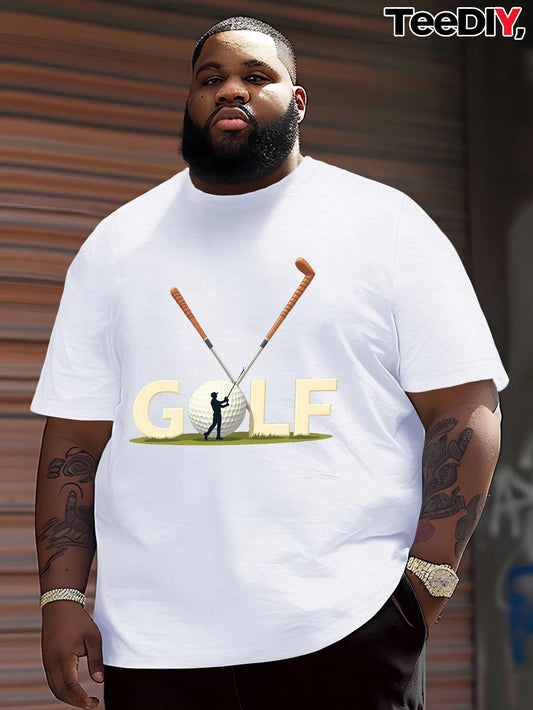 Men's Graphic T-Shirt Golden Letters With Golf Clubs And Silhouette Golfer Under Sunlight Golf