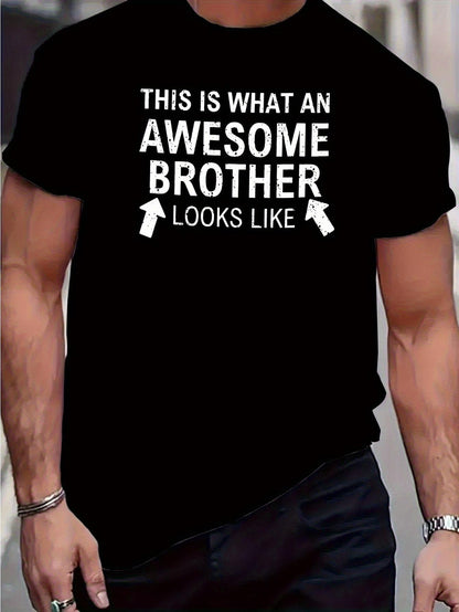 Men's Graphic T-Shirt This Is What An Awesome Brother Looks Like Bold White Lettering With Upward Arrows Graphic Text Shirt