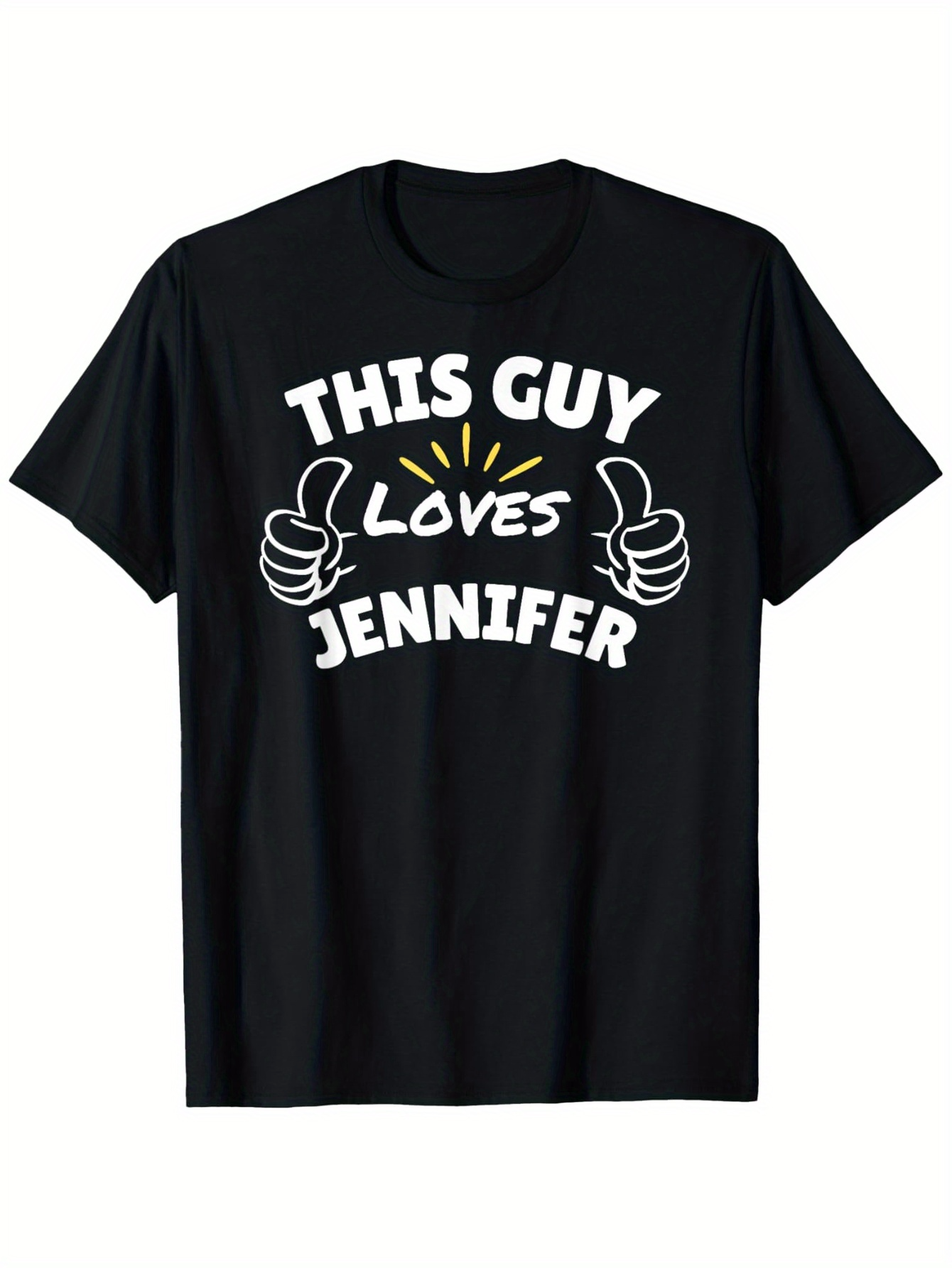 Men's Graphic T-Shirt This Guy Loves Jennifer With Playful Cartoon Hands Illustrating Affectionate Gesture