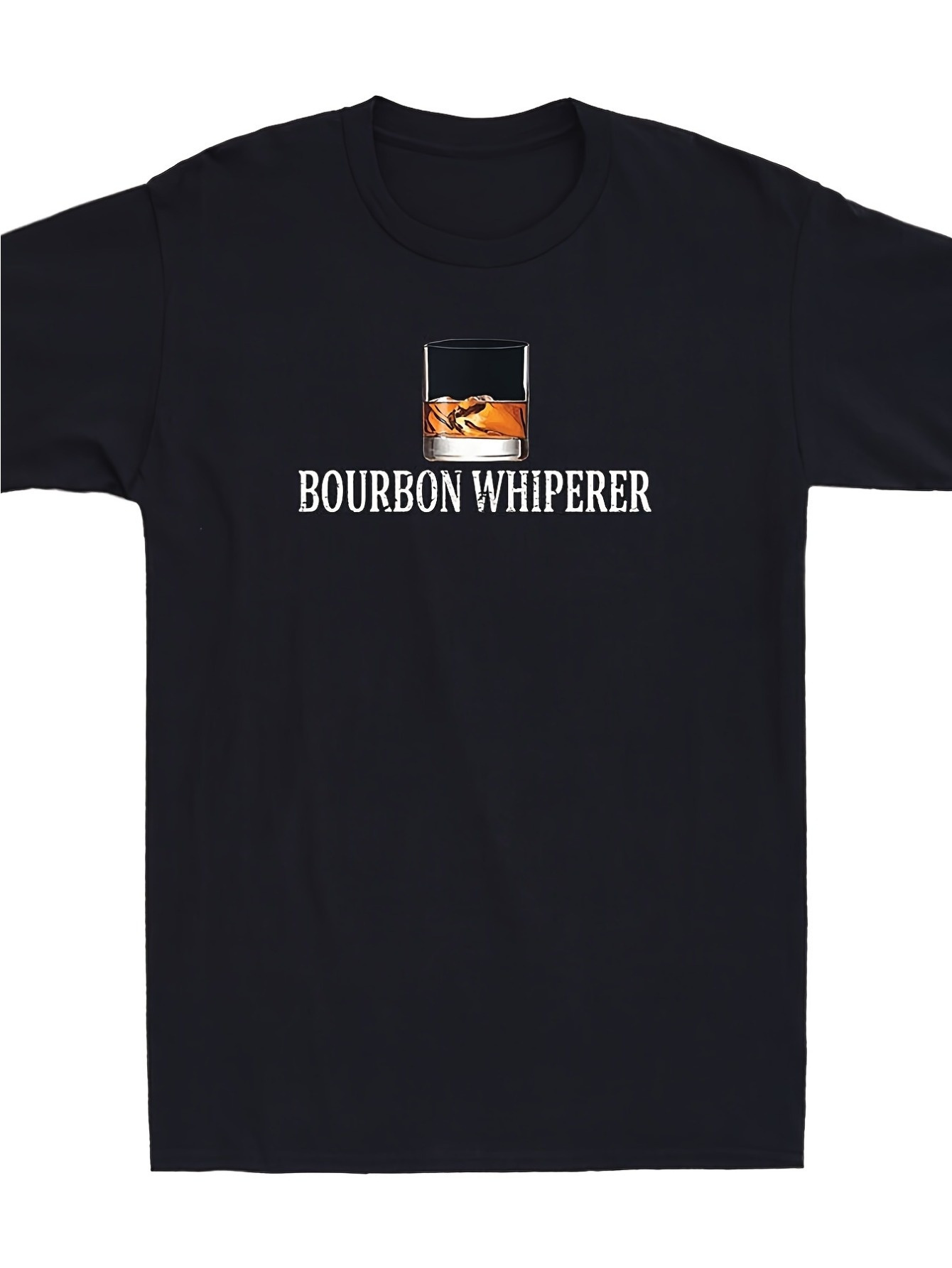 Men's Graphic T-Shirt Bourbon Whisperer Glass With Ice And Dark Whiskey