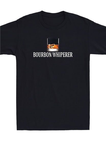 Men's Graphic T-Shirt Bourbon Whisperer Glass With Ice And Dark Whiskey