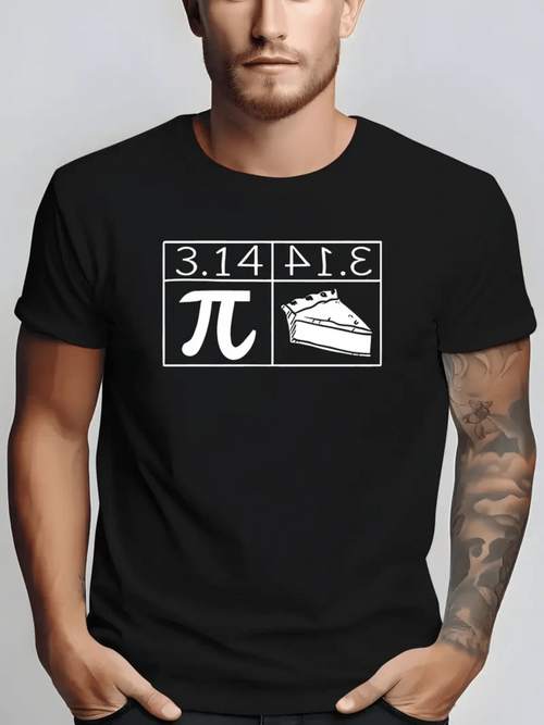 Men's Graphic T-Shirt Pi Number And Delicious Dessert Piece With Black Border Pie