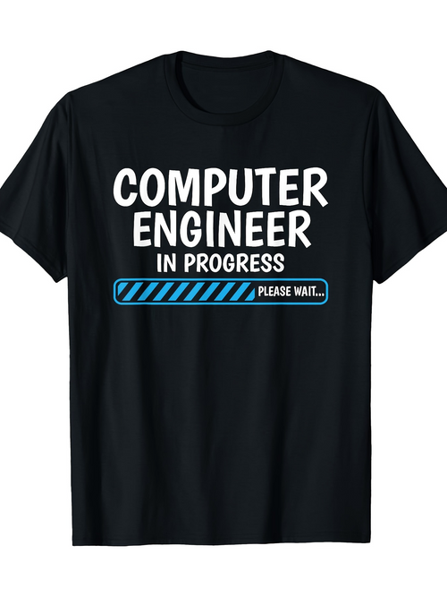 Men's Graphic T-Shirt Computer Engineer In Progress Loading Bar With Blue Stripes Asking Please Wait