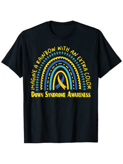 Men's Graphic T-Shirt Imagine A Rainbow With Blue Yellow Arched Lines And Symbolic Ribbon