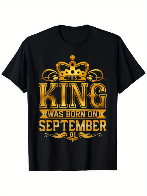 Men's Graphic T-Shirt Golden Crown Emblem With Vintage Ornate Flourishes King
