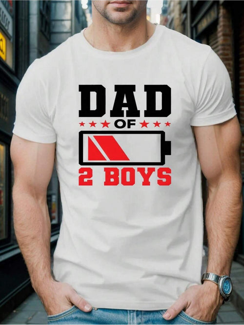 Men's Graphic T-Shirt Dad Of Two Boys With Low Battery Graphic T Shirt