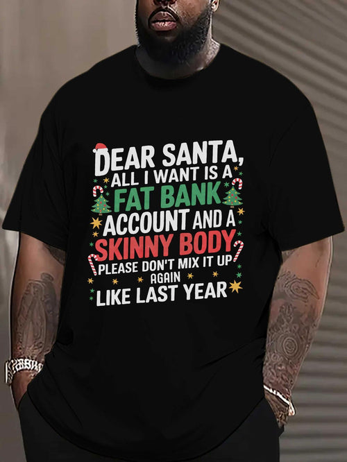 Men's Graphic T-Shirt Dear Santa Colorful Festive Text With Christmas Stars Present Santa