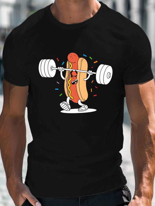 Men's Graphic T-Shirt Cheerful Cartoon Sprinkles With Weights Hot Dog