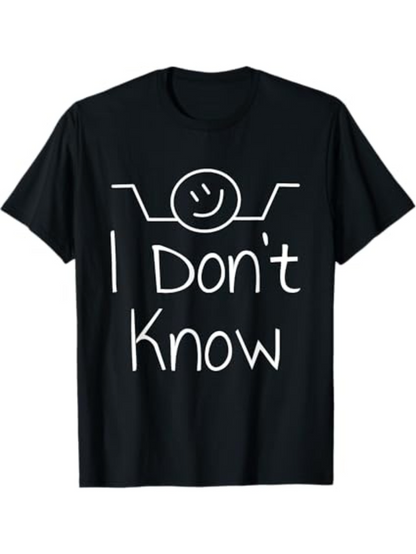 Men's Graphic T-Shirt I Dont Know Playful Minimalist Line Art Smiley Face T Shirt