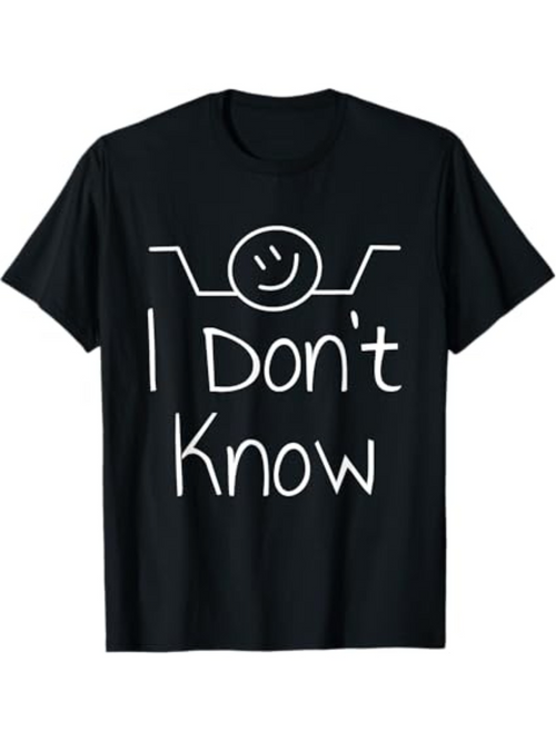 Men's Graphic T-Shirt I Dont Know Playful Minimalist Line Art Smiley Face T Shirt