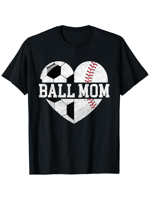 Men's Graphic T-Shirt Ball Mom Heart With Classic Sports Ball Motifs Shirt