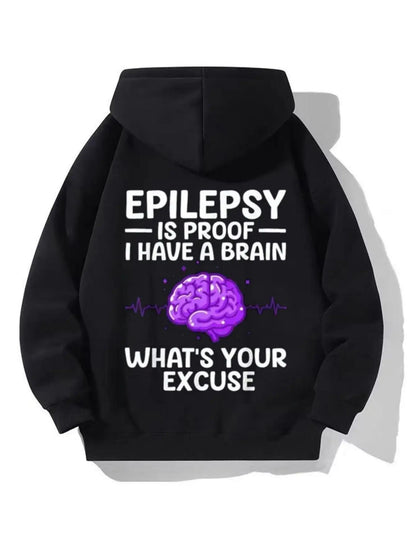Men's Graphic Hoodie Epilepsy Is Proof I Have A Brain With Glowing Purple Brain Graphic Hoodie