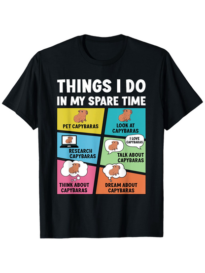 Men's Graphic T-Shirt Things I Do In My Spare Time With Colorful Rectangles Featuring Capybara