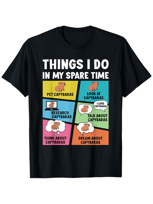 Men's Graphic T-Shirt Things I Do In My Spare Time With Colorful Rectangles Featuring Capybara