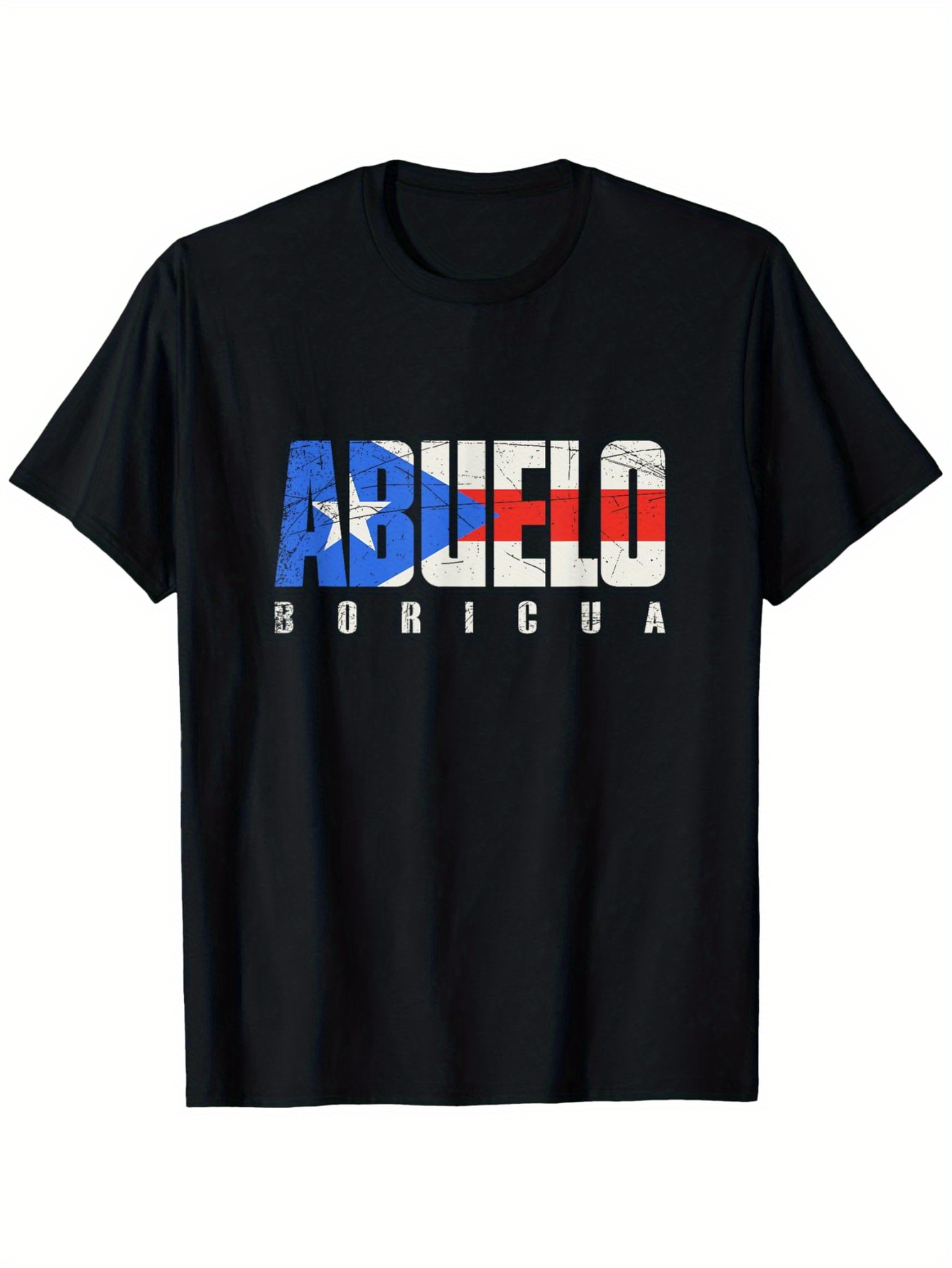 Men's Graphic T-Shirt Abuelo Boricua Puerto Rican Colors With Bold Flag Design Letters