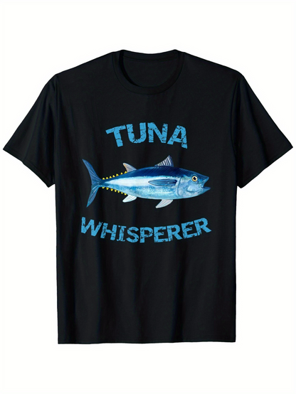 Men's Graphic T-Shirt Tuna Whisperer Blue Ocean Fish With Realistic Details Surrounding A Lively Tuna