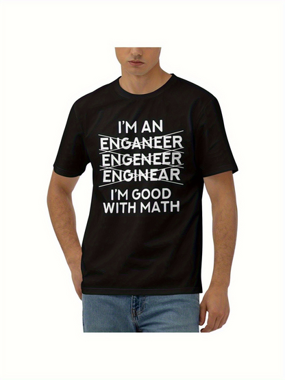 Men's Graphic T-Shirt Im An Enganeer Engeneer Enginear Im Good With Math Text Tee