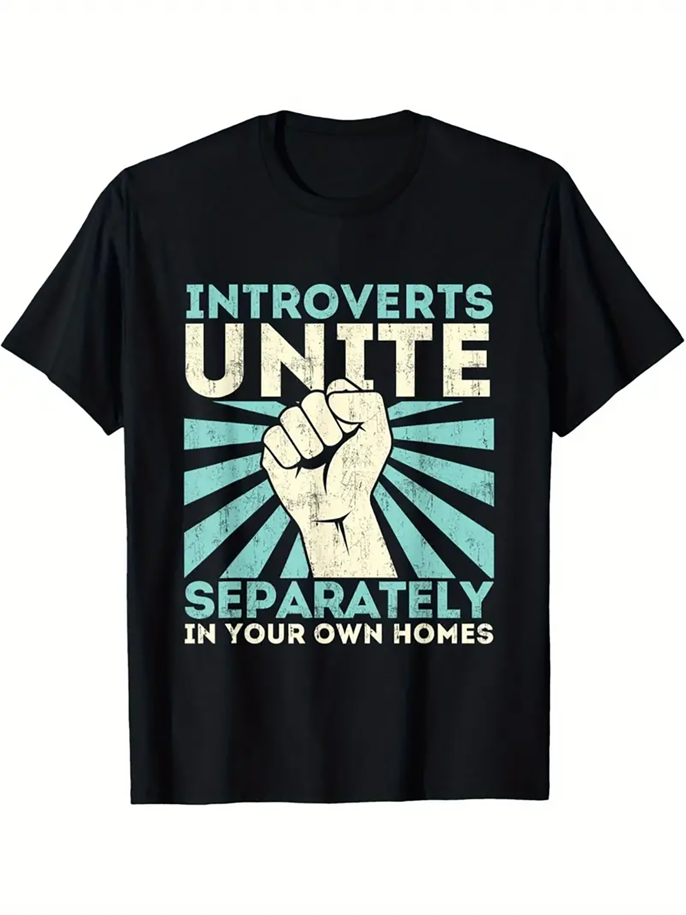 Men's Graphic T-Shirt Introverts Unite Bold Graphic Fist With Rays In Social Message Design