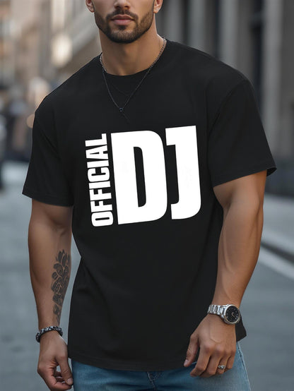 Men's Graphic T-Shirt Official DJ Bold White Letters On Black T Shirt Design