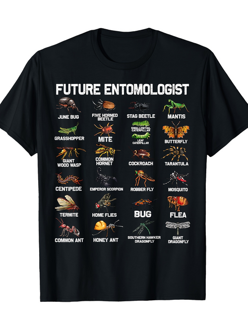 Men's Graphic T-Shirt Future Entomologist Various Insects Illustrated With Labeled Names And Colorful Bugs