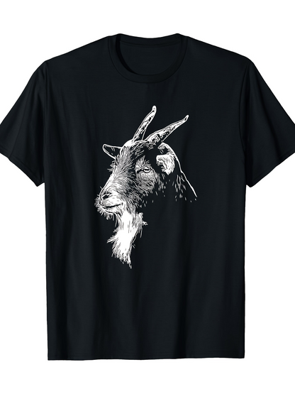Men's Graphic T-Shirt Detailed Hand Drawn Illustration Of Realistic Animal Goat