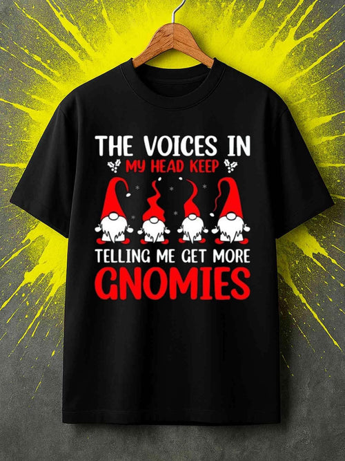 Men's Graphic T-Shirt The Voices In My Head With Doodle Art Hat Wearing Cartoon Gnomes