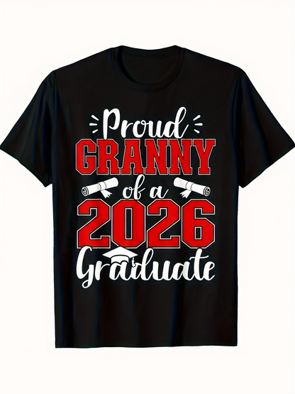 Men's Graphic T-Shirt Proud Granny Of A 2026 Graduate With Diploma Scrolls Motif