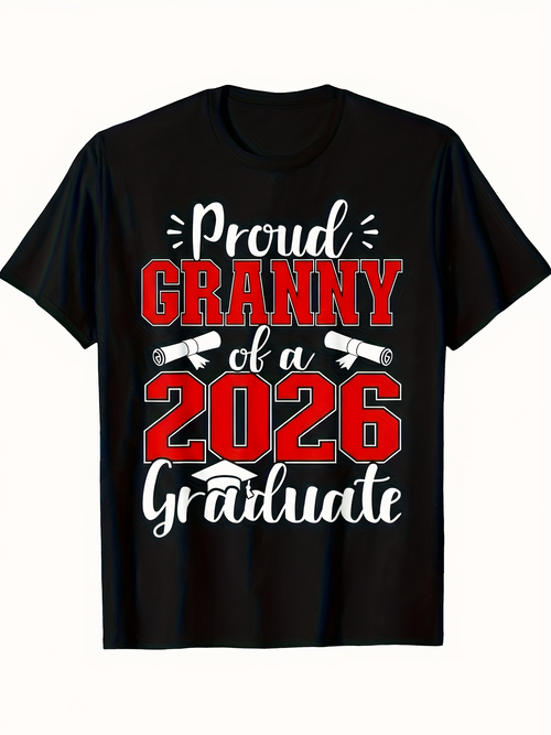 Men's Graphic T-Shirt Proud Granny Of A 2026 Graduate With Diploma Scrolls Motif